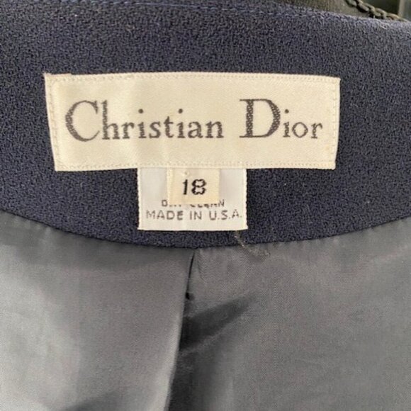 VINTAGE Christian Dior Navy Blue Gold Button Wool Blazer Jacket Sz XL 18 - Picture 12 of 13